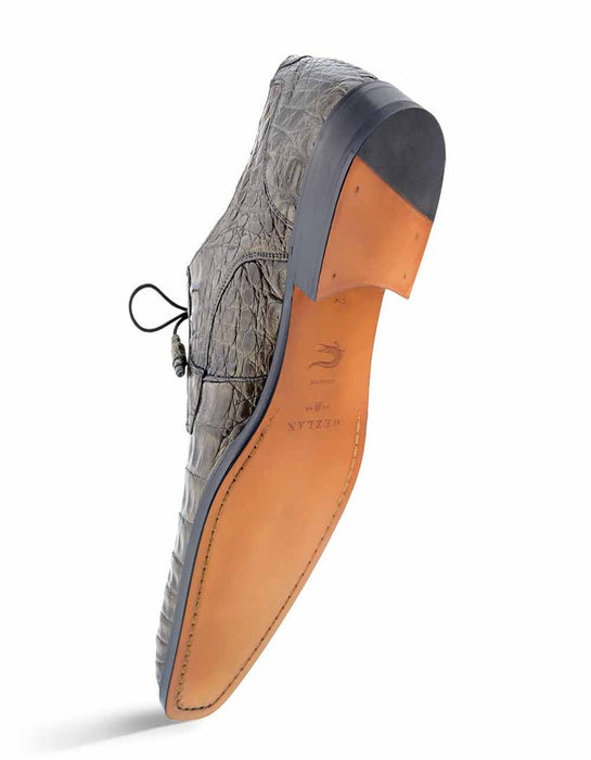 Mezlan Shoes Made in Spain - Mezlan Anderson Grey Genuine Crocodile Lace-Up