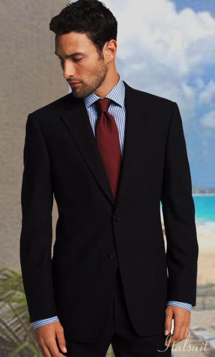 2 BUTTON SOLID COLOR BLACK Men's SUIT Side VENT BACK JACKET STYLE WITH 1 PLEATED PANTS mensusa