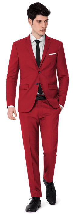 Men's Red Velvet Fabric Suit 2 Button Style + Jacket Sport Coat + Pants