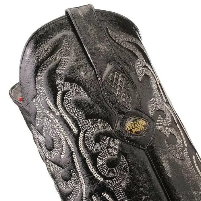 Men's Rustic Black Python Cowboy Boots - J Toe Western Boots - Los Altos