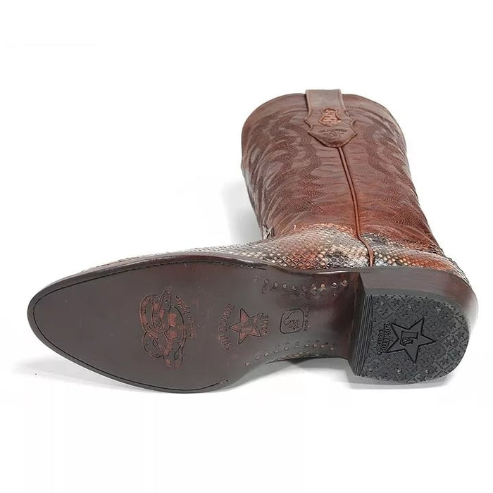 Genuine Python Leather Los Altos Western Cowboy Boots Brown