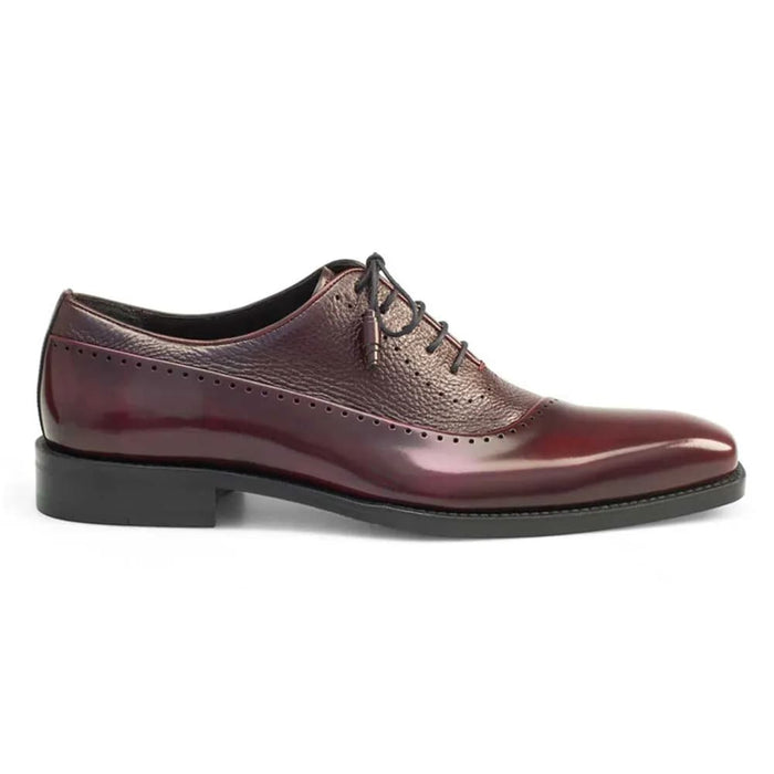 Mezlan Shoes Made in Spain - Mezlan Postdam Burgundy Calfskin Leather Mens Oxford