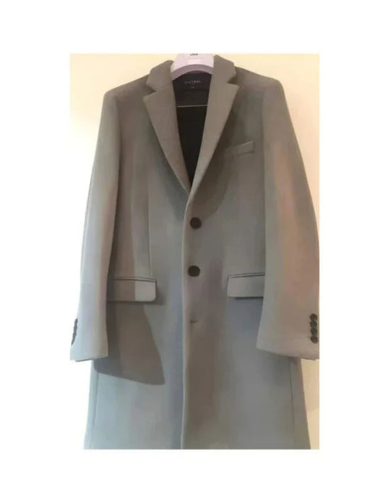 Men's Dress Coat 3 Button Light Grey ~ Gray Cashmere Overcoat