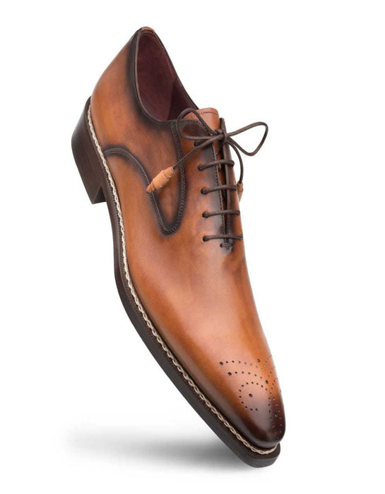 Mezlan Shoes Made in Spain - Mezlan Gavino Cognac Calfskin Leather Oxford