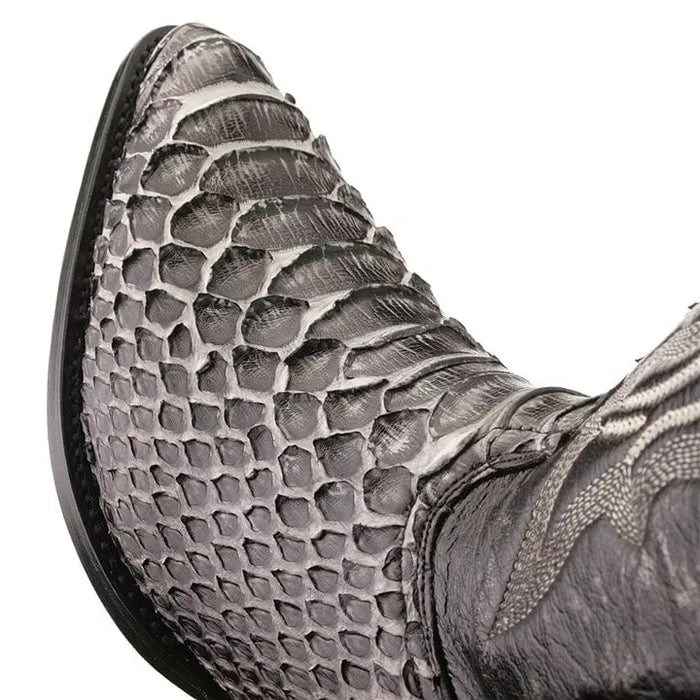 Men's Rustic Black Python Cowboy Boots - J Toe Western Boots - Los Altos