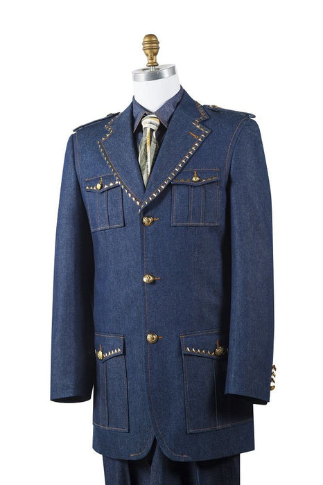 Men's Combination of denim fabric Denim blazer