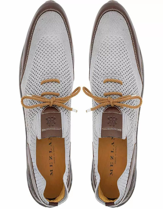 Mezlan Shoes Made in Spain - Mezlan Piedra Brown/Grey Tri-Tone Knitted Sneaker