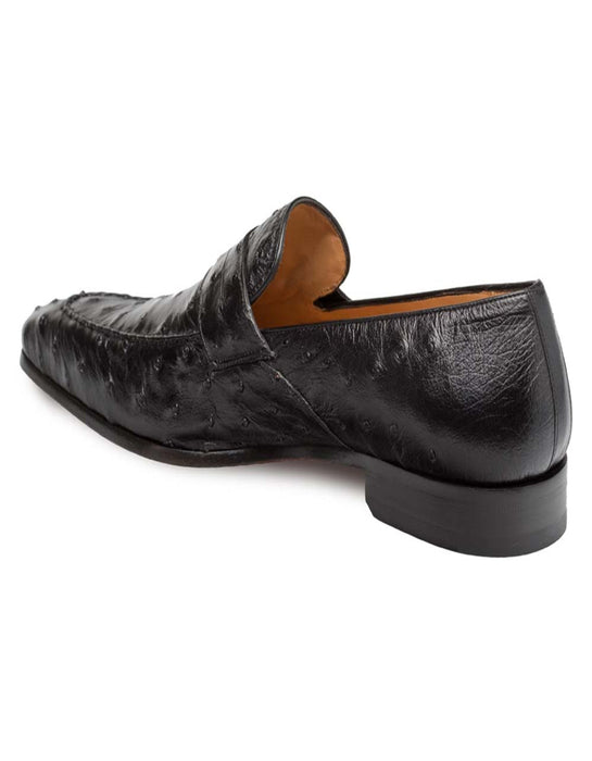 Mezlan Shoes Made in Spain - Mezlan Lisbon Black Genuine Ostrich Men’s Classic Slip On