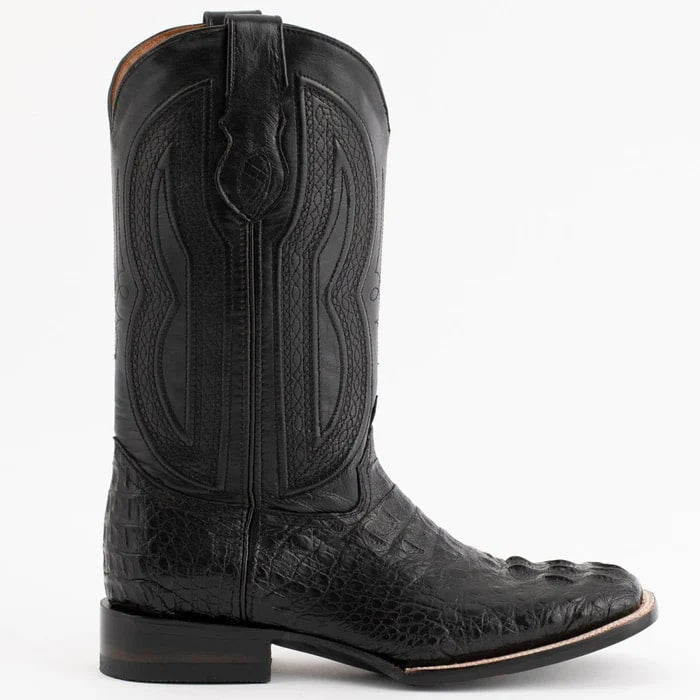 Men's Black Caiman Cowboy Boots: Ferrini Dakota Hornback Square Toe Western Boots