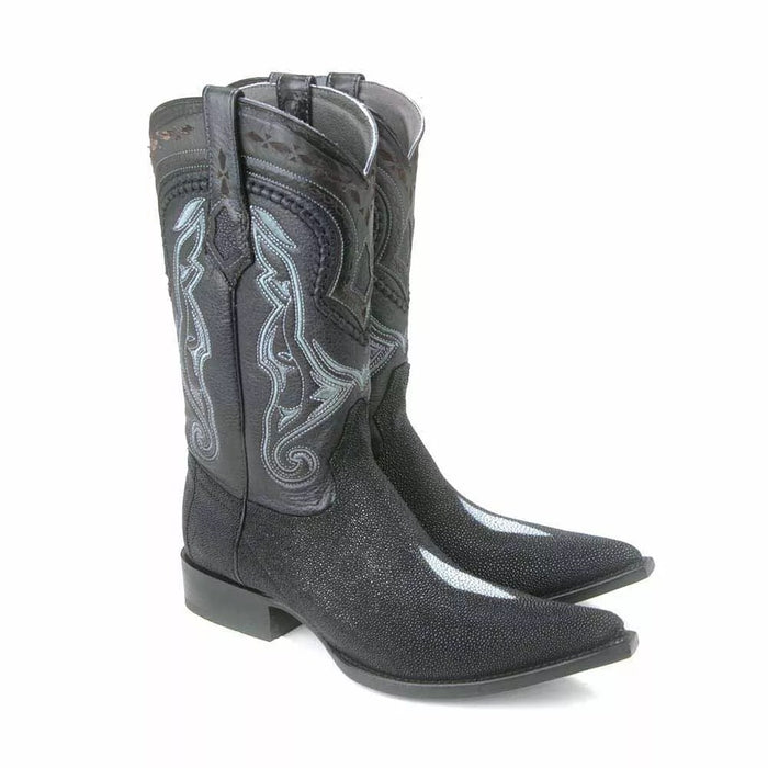 Men's Black Stingray Western Cowboy Boots - Exotic Leather Toe Boots