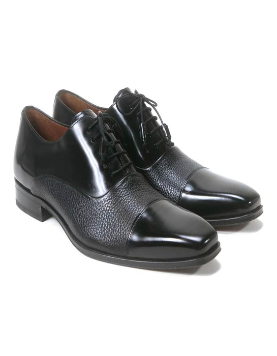 Mezlan Men's Black Cap Toe Oxford Dress Shoes: Genuine Deer Skin Leather