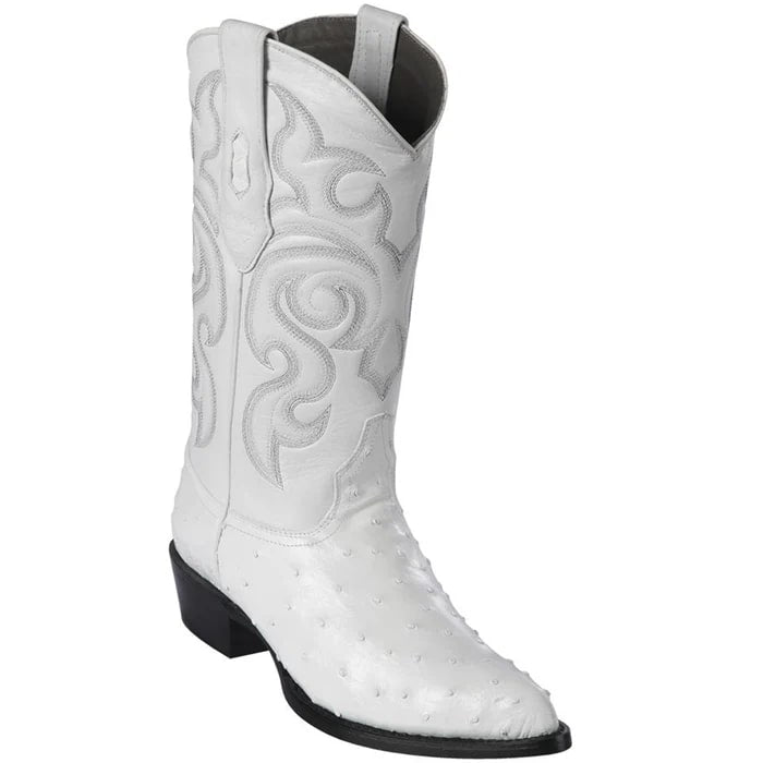 Men's White Ostrich J Toe Cowboy Boots - Los Altos Western Dress Boots