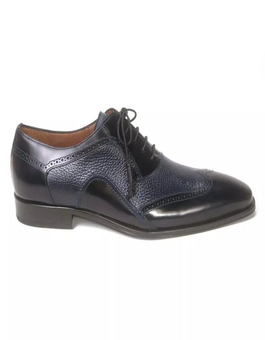 Mezlan Men's Leather Wingtip Oxfords, Blue Deer Skin Dress Shoes