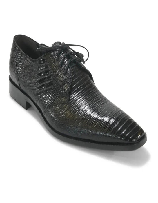 Men's Black Teju Lizard Oxfords: Genuine Leather Dress Shoes by Los Altos