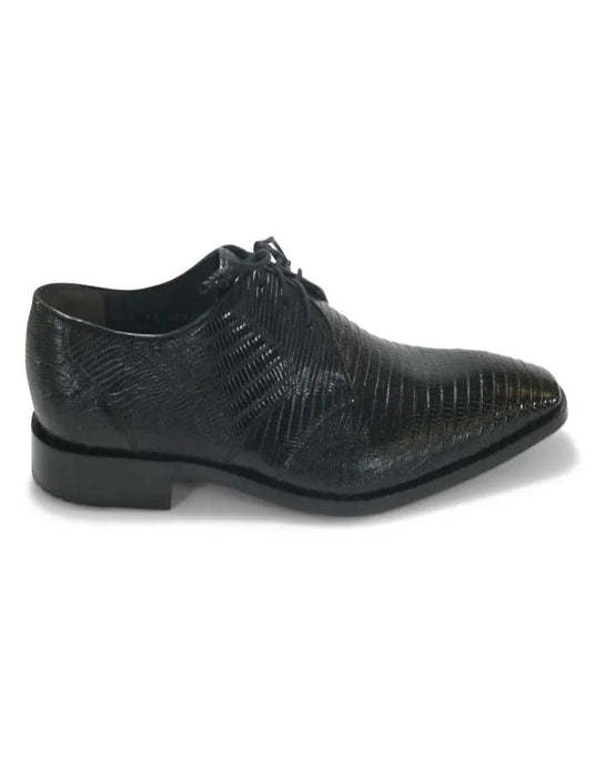 Men's Black Teju Lizard Oxfords: Genuine Leather Dress Shoes by Los Altos