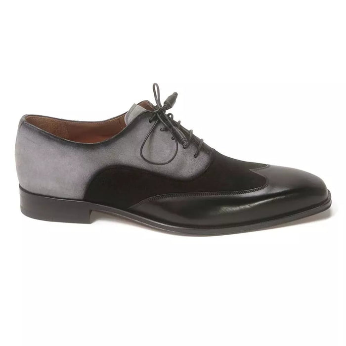 Mezlan Shoes Made in Spain - Mezlan Men Black and Grey Suede Wing Tip Oxford