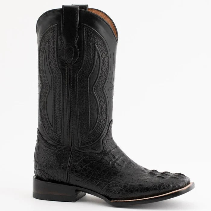 Men's Black Caiman Cowboy Boots: Ferrini Dakota Hornback Square Toe Western Boots