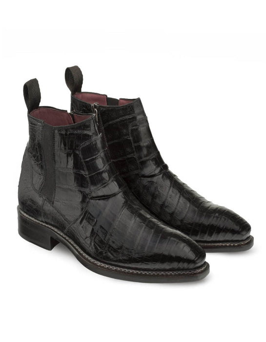 Mezlan Shoes Made in Spain - Mezlan Blackmore Black Genuine Crocodile Plain Toe Mens Boot