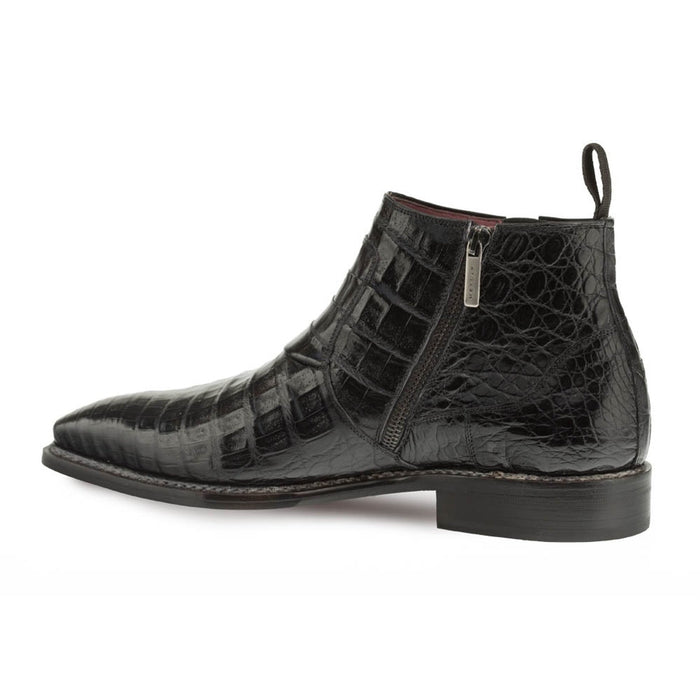 Mezlan Blackmore Men's Black Crocodile Leather Boots: Genuine Exotic Skin Plain Toe Dress Boots