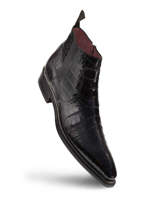 Mezlan Shoes Made in Spain - Mezlan Blackmore Black Genuine Crocodile Plain Toe Mens Boot