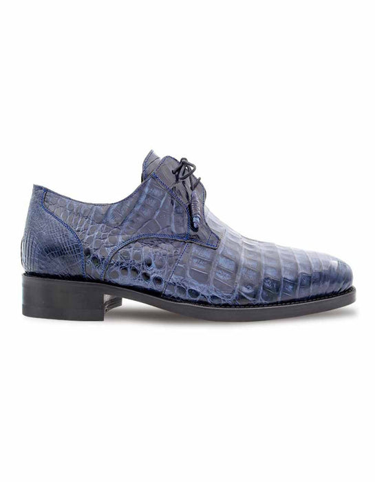 Mezlan Shoes Made in Spain - Mezlan Anderson Blue Genuine Crocodile Lace-Up