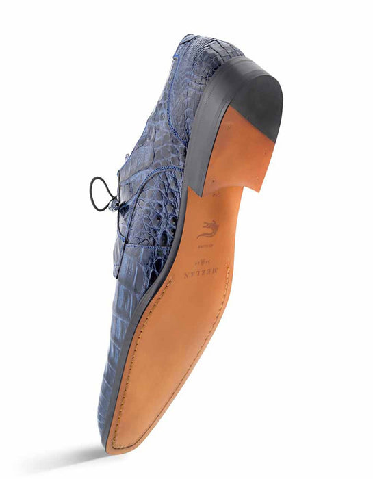 Mezlan Shoes Made in Spain - Mezlan Anderson Blue Genuine Crocodile Lace-Up