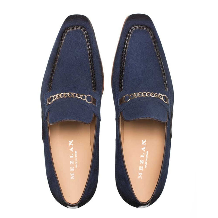 Mens' Blue Antique Suede Loafer By Mezlan Made In Spain Brand
