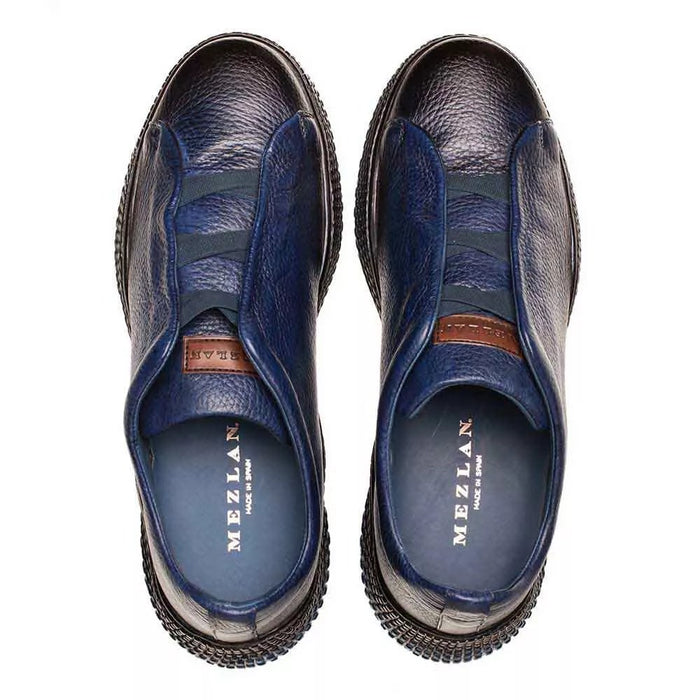 Mezlan Shoes Made in Spain - Mezlan Men's Blue Calcio Deer Skin Slip On Sneakers