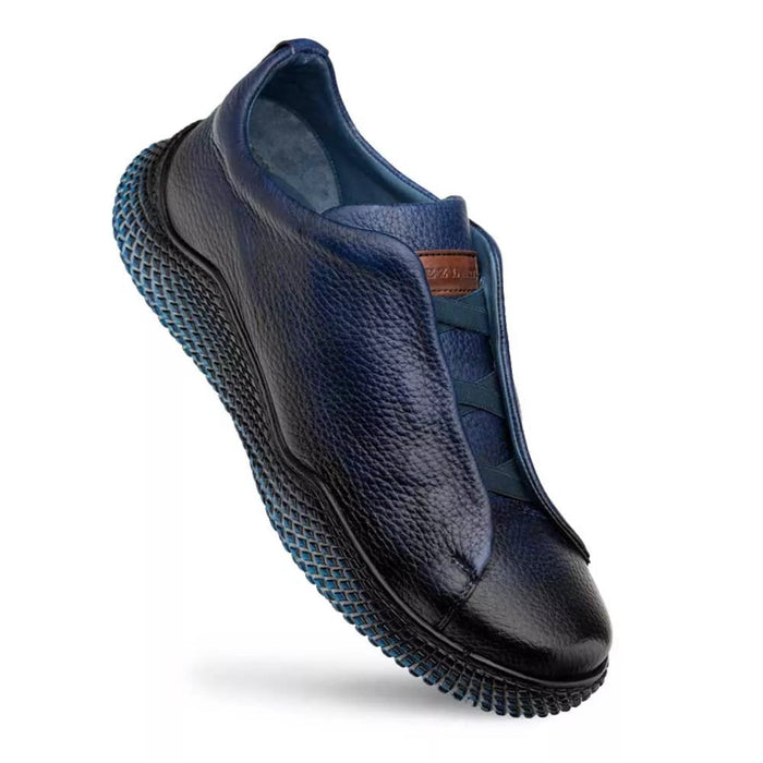 Mezlan Shoes Made in Spain - Mezlan Men's Blue Calcio Deer Skin Slip On Sneakers