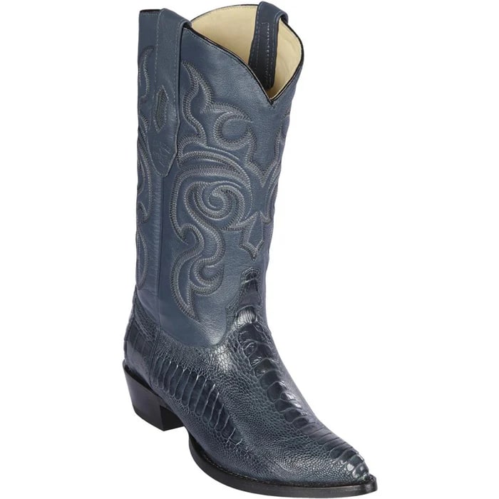 Men's Blue Ostrich Leg J-Toe Cowboy Boots: Los Altos Western Dress Boots