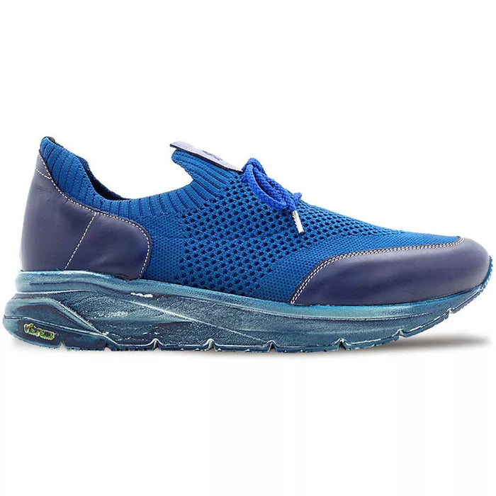 Mezlan Shoes Made in Spain - Mezlan Piedra Blue Tri-Tone Knitted Sneaker