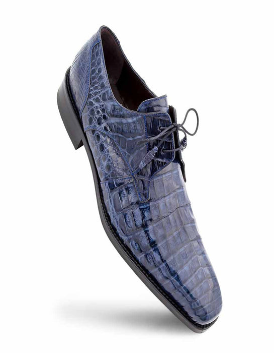 Mezlan Shoes Made in Spain - Mezlan Anderson Blue Genuine Crocodile Lace-Up