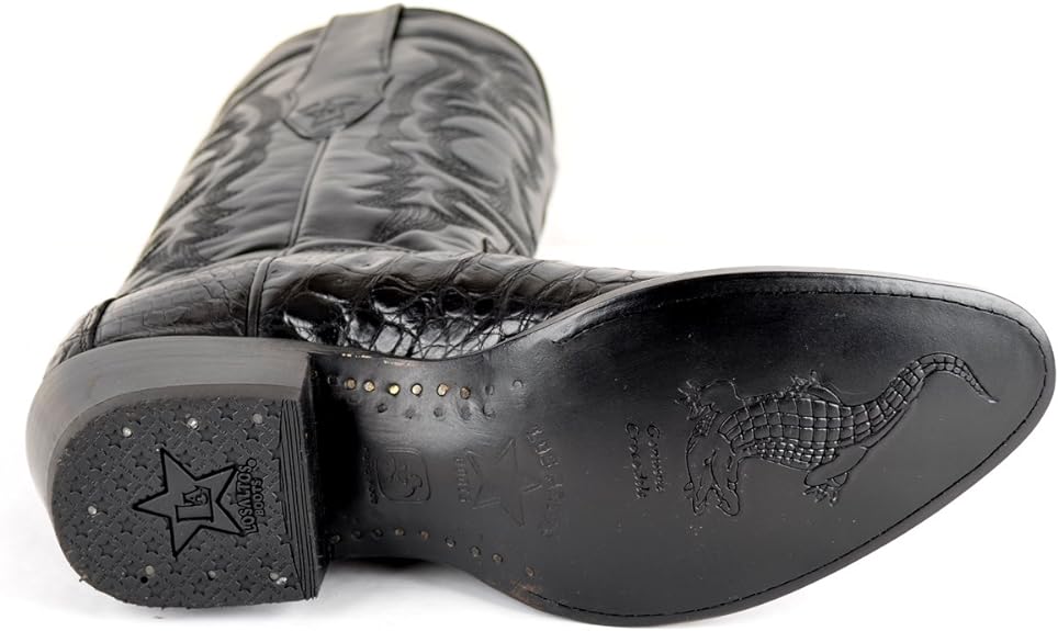 Men's Black Caiman Alligator Belly Boots: Genuine Exotic Leather Round Toe Western Cowboy Boots