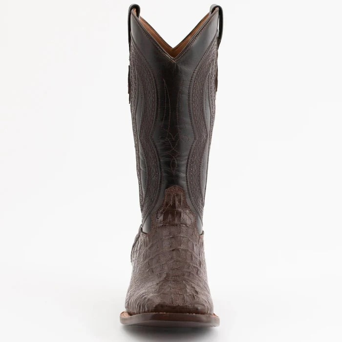 Men's Ferrini Dakota Hornback Caiman Cowboy Boots - Square Toe Brown Leather Western Dress Boots