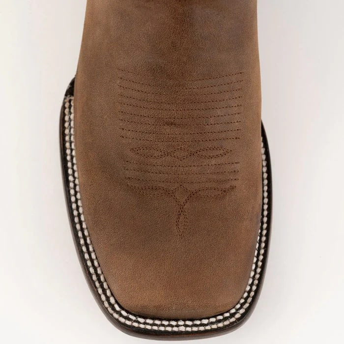 Men's Western Cowboy Boots - Ferrini Hunter Square Toe Leather Dress Boots - Brown