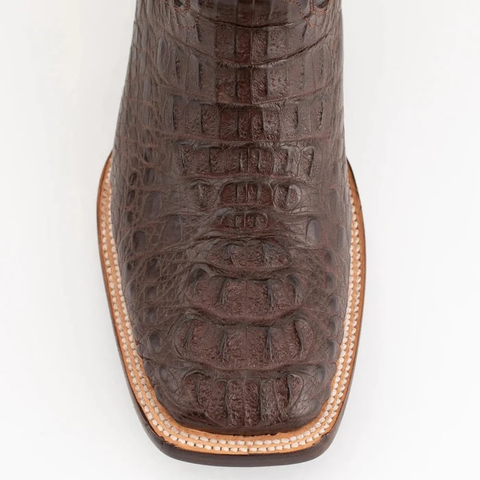 Men's Ferrini Dakota Hornback Caiman Cowboy Boots - Square Toe Brown Leather Western Dress Boots