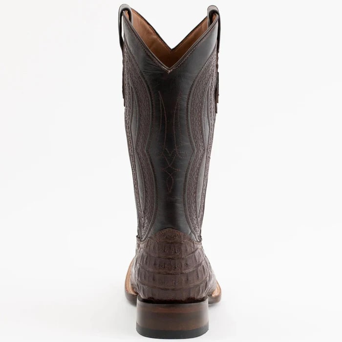 Men's Ferrini Dakota Hornback Caiman Cowboy Boots - Square Toe Brown Leather Western Dress Boots