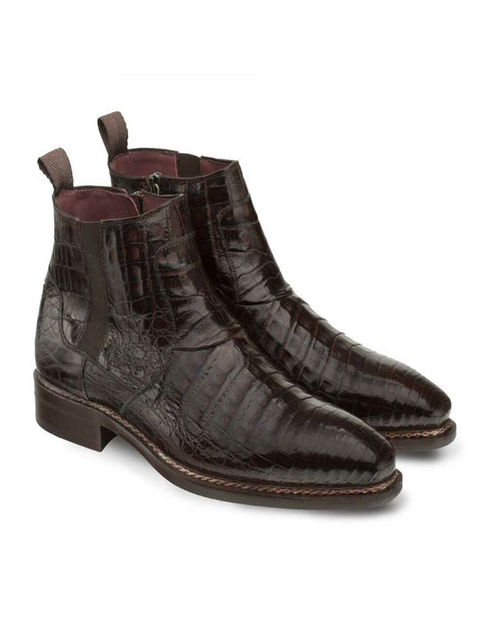 Mezlan Shoes Made in Spain - Mezlan Blackmore Brown Genuine Crocodile Plain Toe Mens Boot