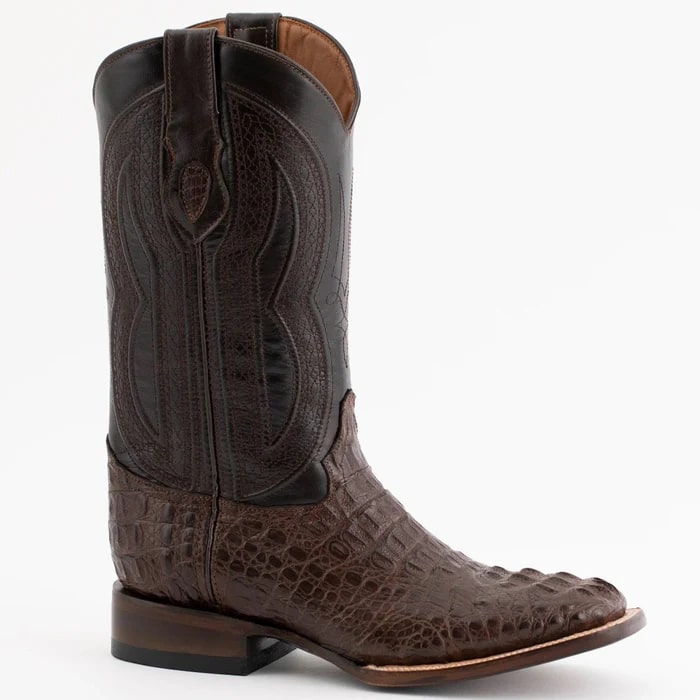 Men's Ferrini Dakota Hornback Caiman Cowboy Boots - Square Toe Brown Leather Western Dress Boots