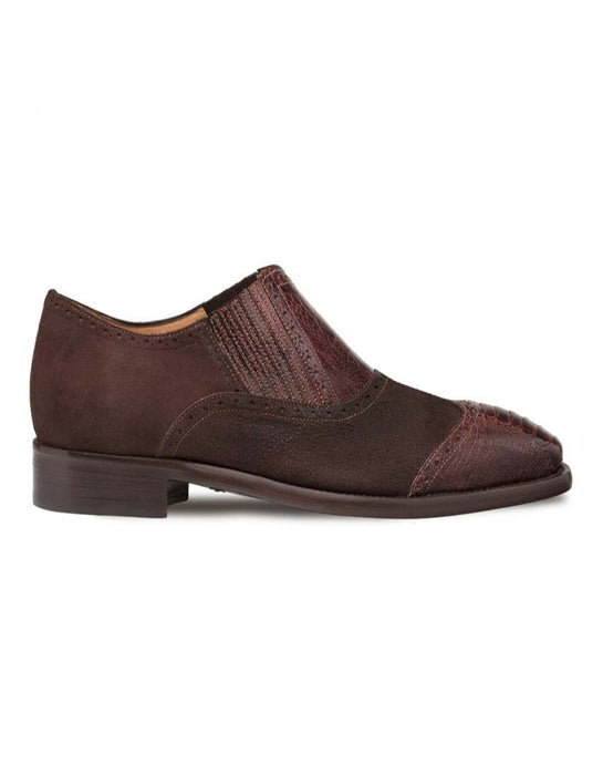 Mezlan Shoes Made in Spain - Mezlan Brown Ostrich and English Suede Gored Slip On Dress Shoes for men