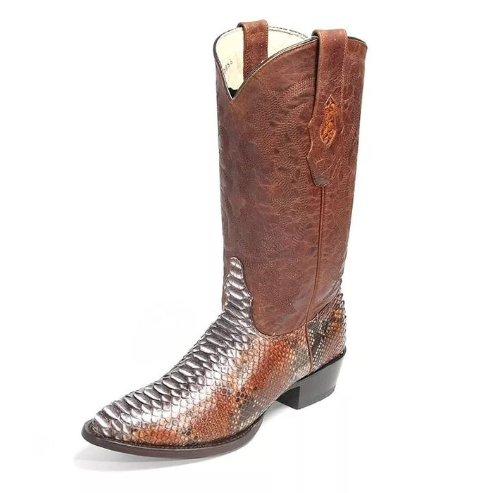 Genuine Python Leather Los Altos Western Cowboy Boots Brown