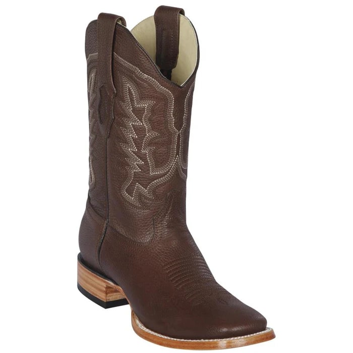 Men's Brown Leather Cowboy Boots Square Toe - Los Altos Dress Western Boots