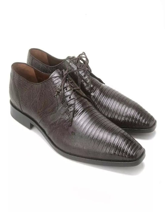 Men's Genuine Teju Lizard Leather Oxfords - Los Altos Brown Dress Shoes