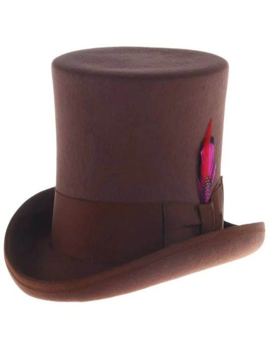 Victorian Steampunk Top Hat - 1800 19th Century - Dressy Loden Felt Brown Top