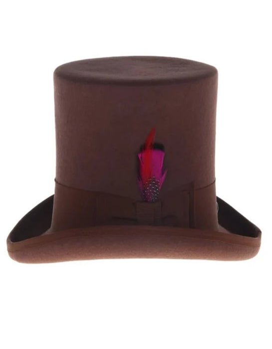 Victorian Steampunk Top Hat - 1800 19th Century - Dressy Loden Felt Brown Top