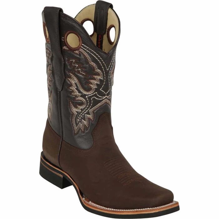 Men's Brown Leather Cowboy Boots Square Toe - Los Altos Western Dress Boots