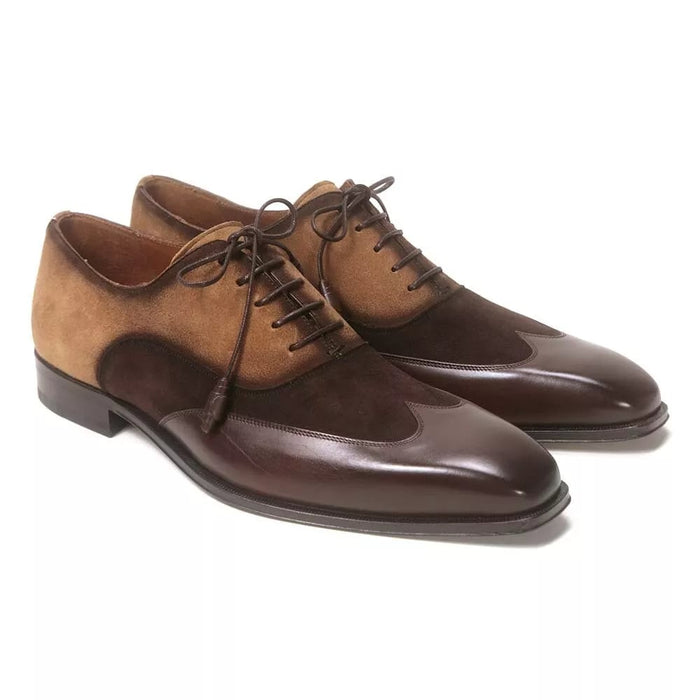 Mezlan Shoes Made in Spain - Mezlan Men Brown and Cognac Suede Wing Tip Oxford