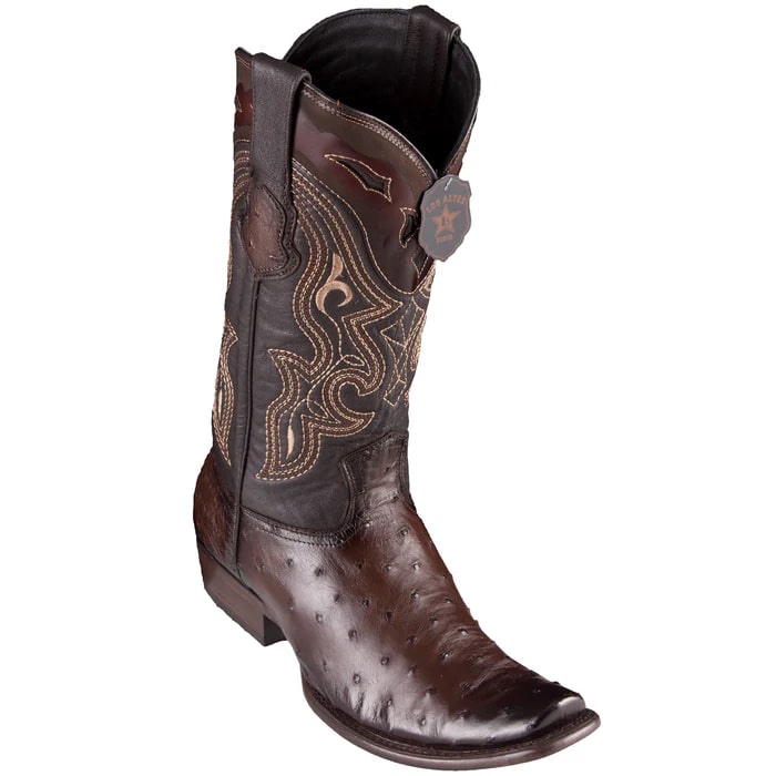 Men's Brown Ostrich Cowboy Boots: Square Toe Dress Western Boots by Los Altos