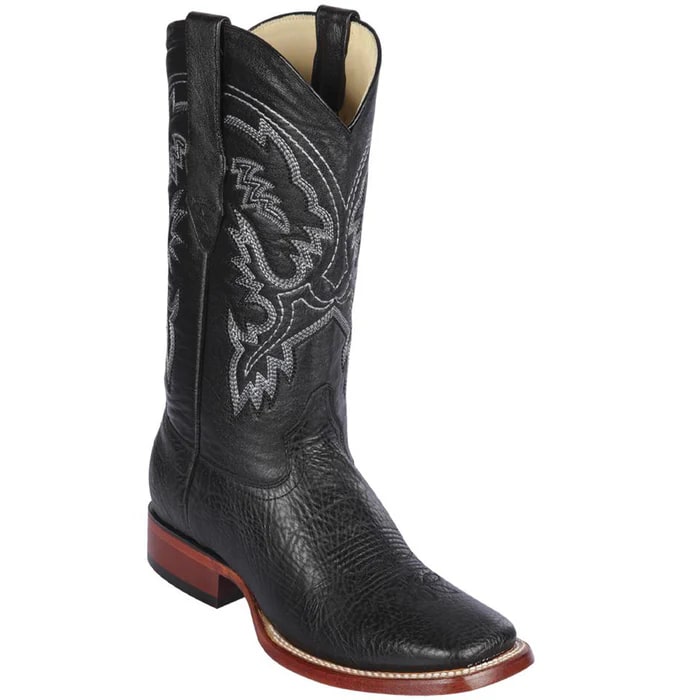 Men's Black Square Toe Cowboy Boots - Genuine Leather Western Dress Boots - Los Altos