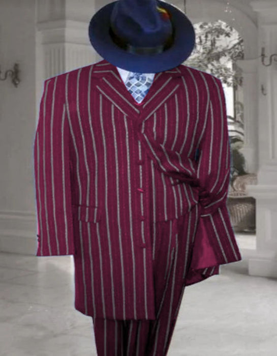 Pinstripe Vintage style Long Suit Burgundy Zoot Suit - 1920s Suit - Gangster Long Suit